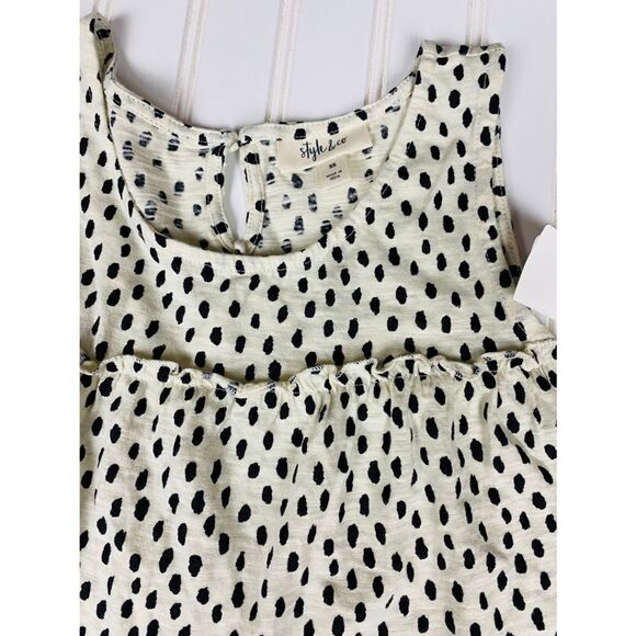 Style & Co Tunic Sleeveless Polka Dot Top Natural White Size XS NWT - Picture 4 of 7